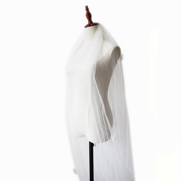 NWT Cathedral Length Veils Cover Up With Pearls Metal Comb main image 3